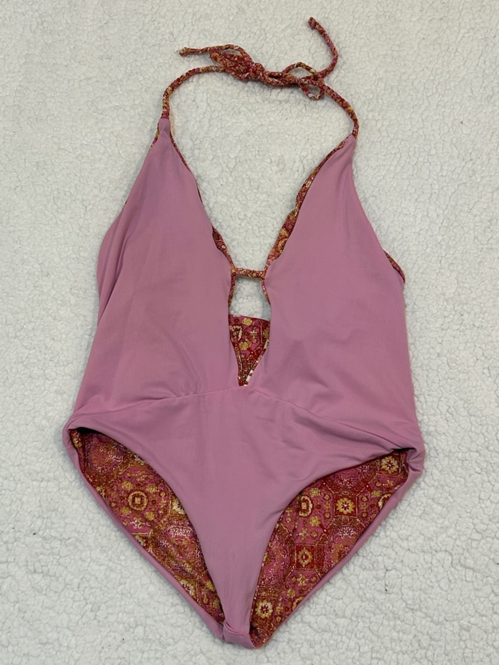 Frankies Bikinis Lily Geo Print One Piece Swimsuit size Large Isla Pink - Picture 4 of 11